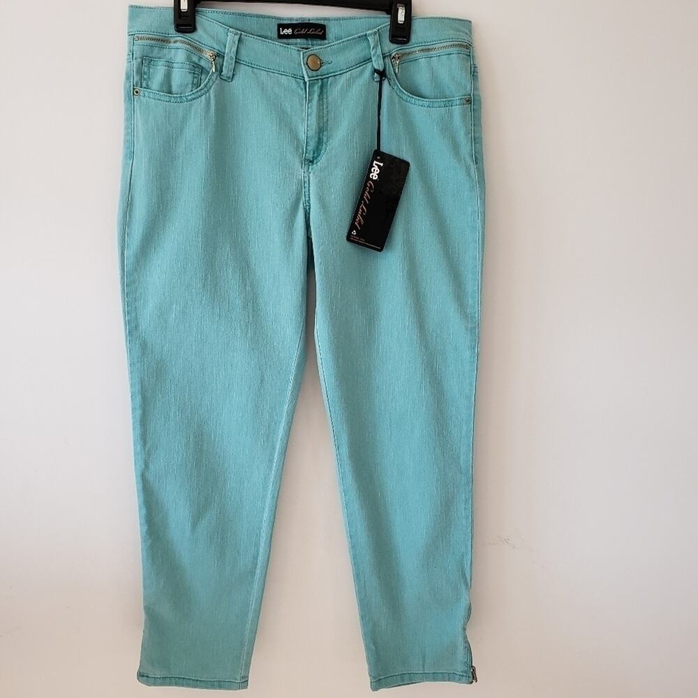 Vintage Lee Gold Label Turquoise Jeans Size 12 Y2K